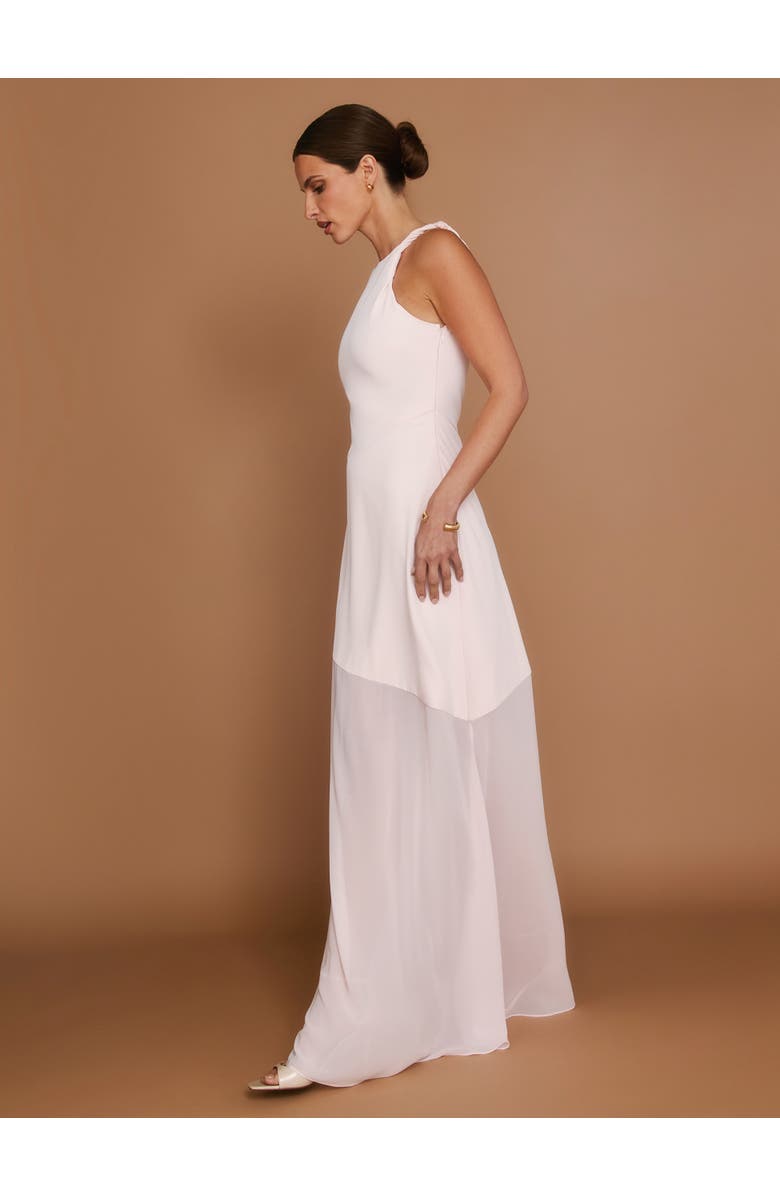 Six Stories Twist Strap Sheer Hem Maxi Dress, Alternate, color, Pale Pink