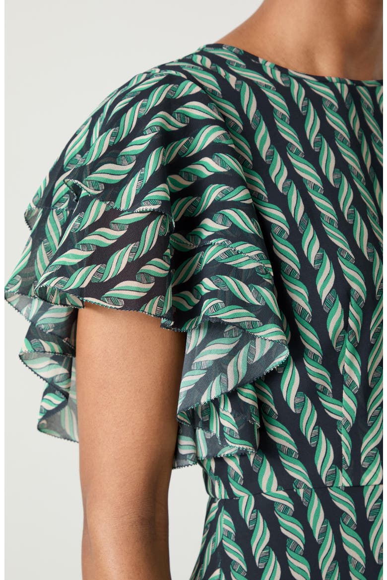 Short Sleeve A-Line Midi Dress, Alternate, color, BLUE MULTI