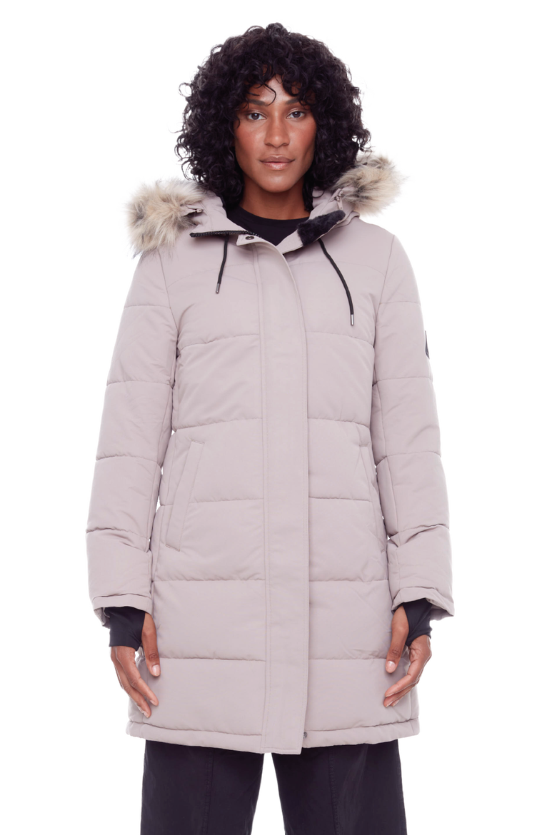 AULAVIK - Vegan Down Mid-length Hooded Parka Coat, Main, color, LIGHT TAUPE
