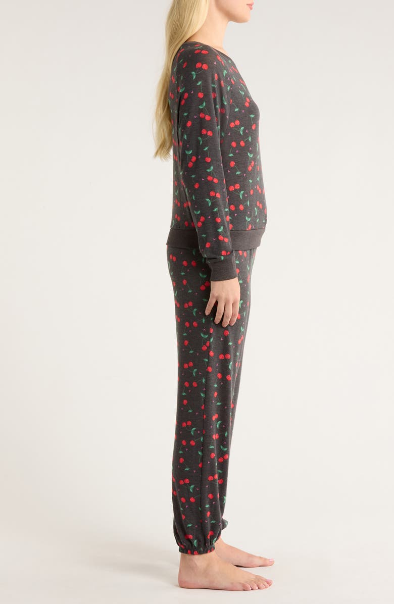 Honeydew Star Seeker Brushed Jersey Pajamas, Alternate, color, Black Heather/ Cherries