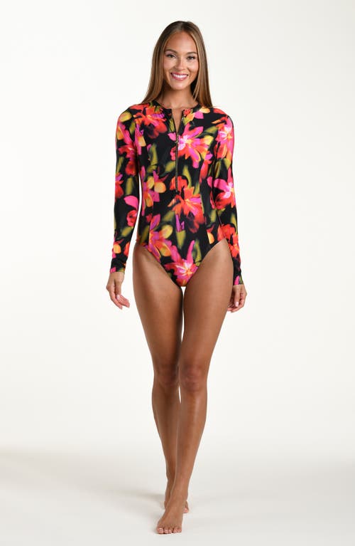 Sunshine 79 Floressence Long Sleeve One-piece Rashguard Swimsuit In Multi