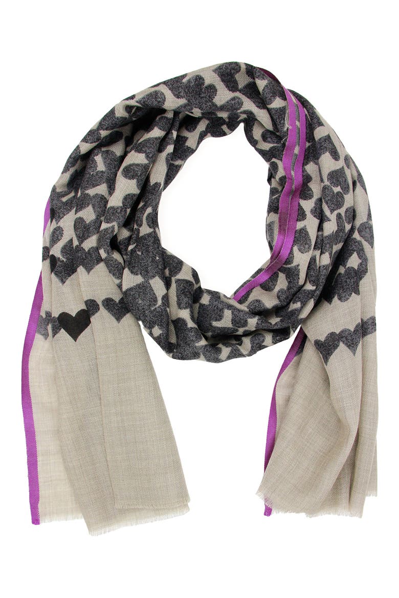 Heart Wool & Silk Scarf, Alternate, color, CHARCOAL