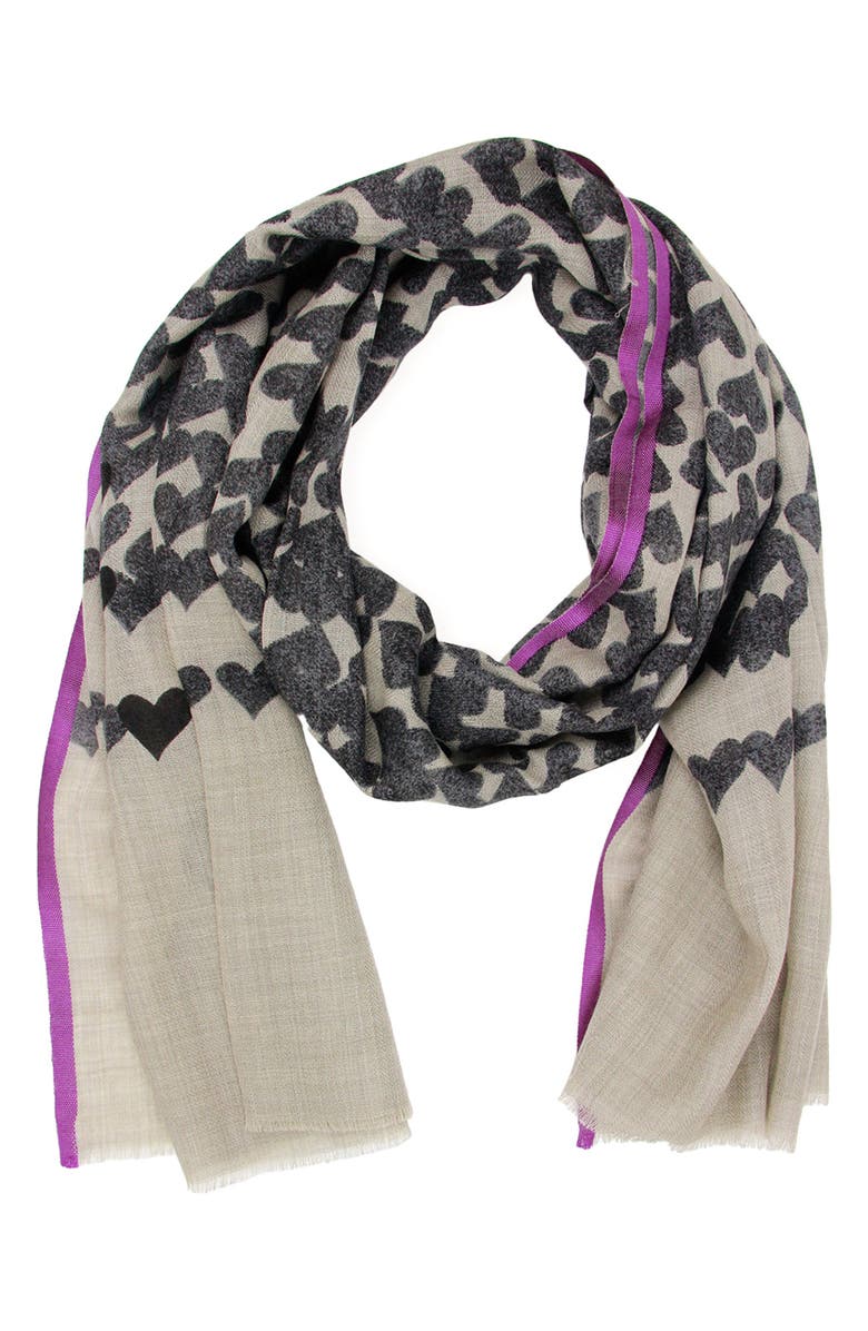 SAACHI Heart Wool & Silk Scarf, Alternate, color, Charcoal