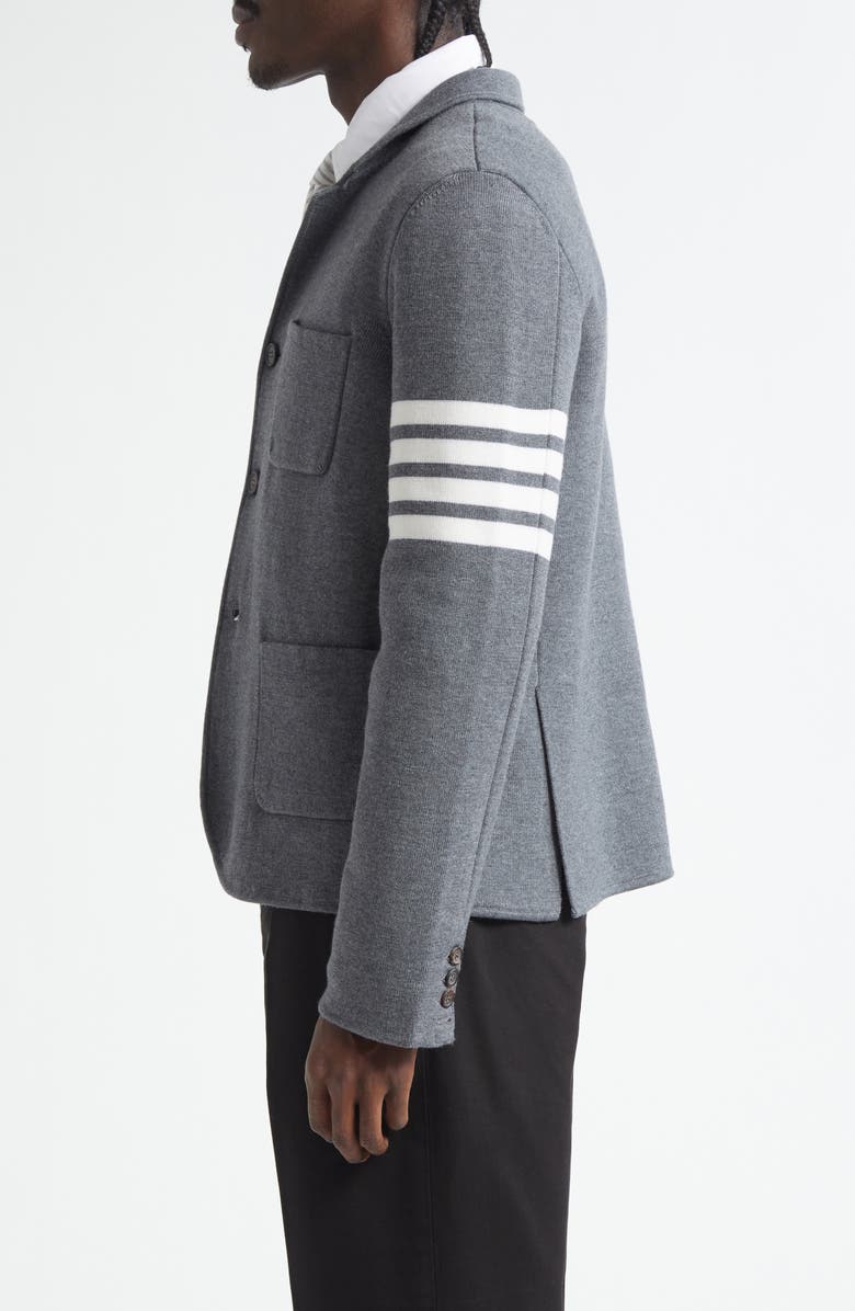 Thom Browne 4-Bar Merino Wool Blend Knit Sport Coat, Alternate, color, Medium Grey