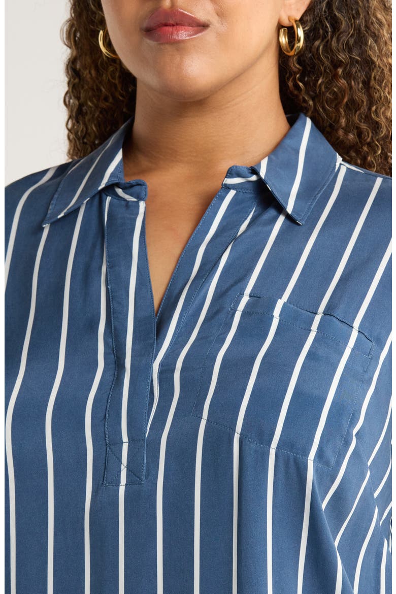 Button Back Stripe Johnny Collar Popover Shirt, Alternate, color, ENSIGN BLUE STRIPE