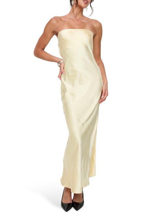 Haley Strapless Satin Maxi Dress