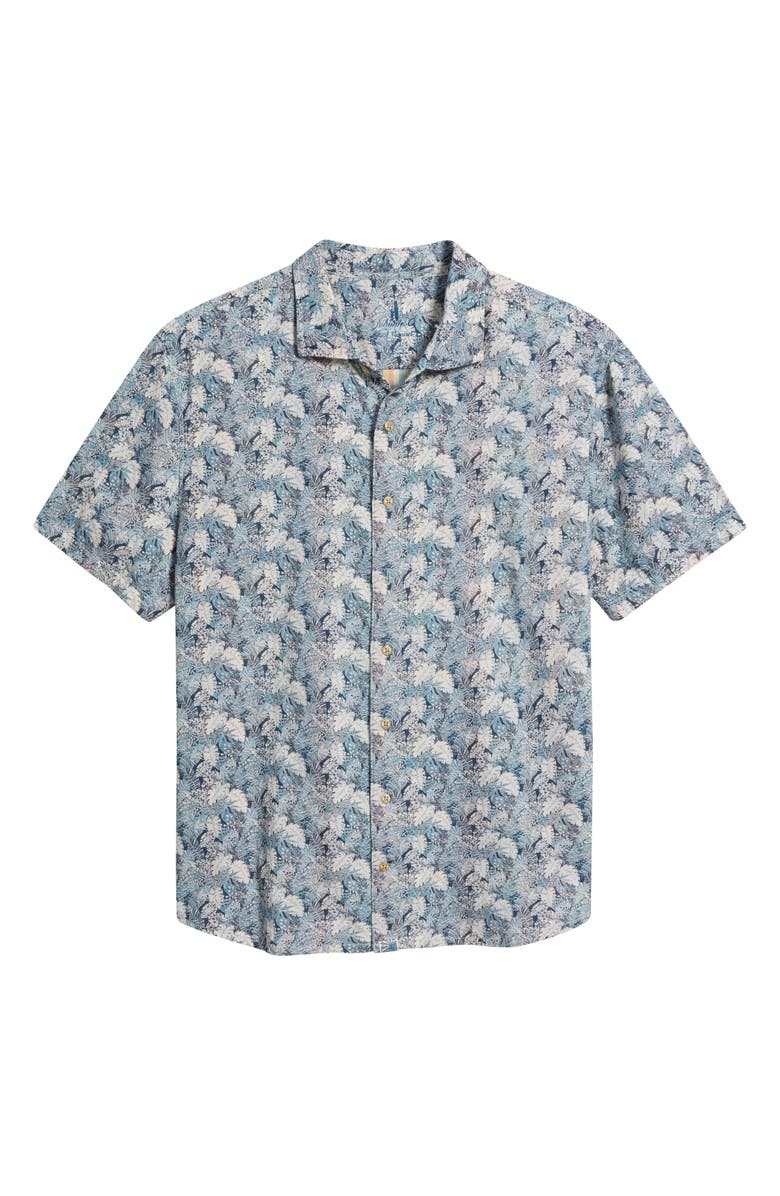 johnnie-O Ragland Botanical Print Cotton Blend Sport Shirt, Alternate, color, Wake