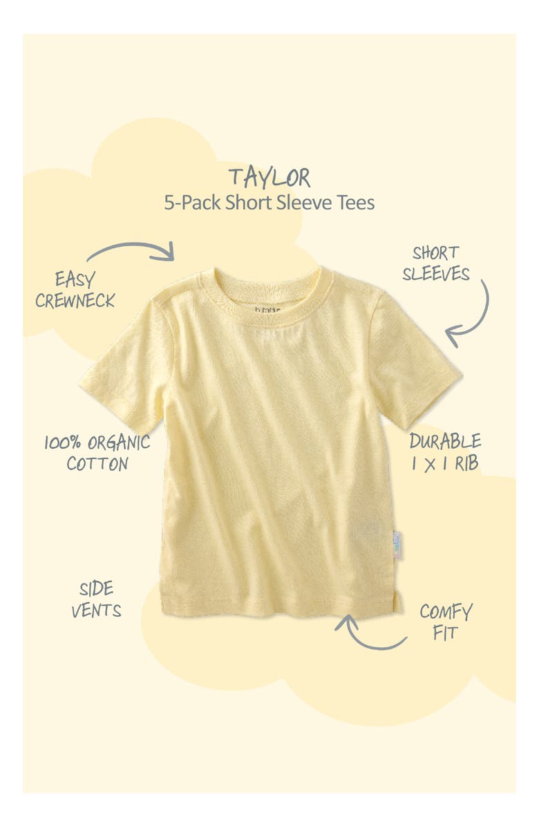 BUTTERBLU Taylor Assorted 5-Pack Organic Cotton T-Shirts, Alternate, color, Haze