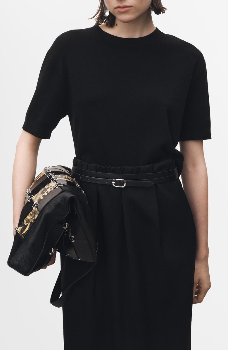 MANGO Short Sleeve Cotton & Wool Sweater, Main, color,