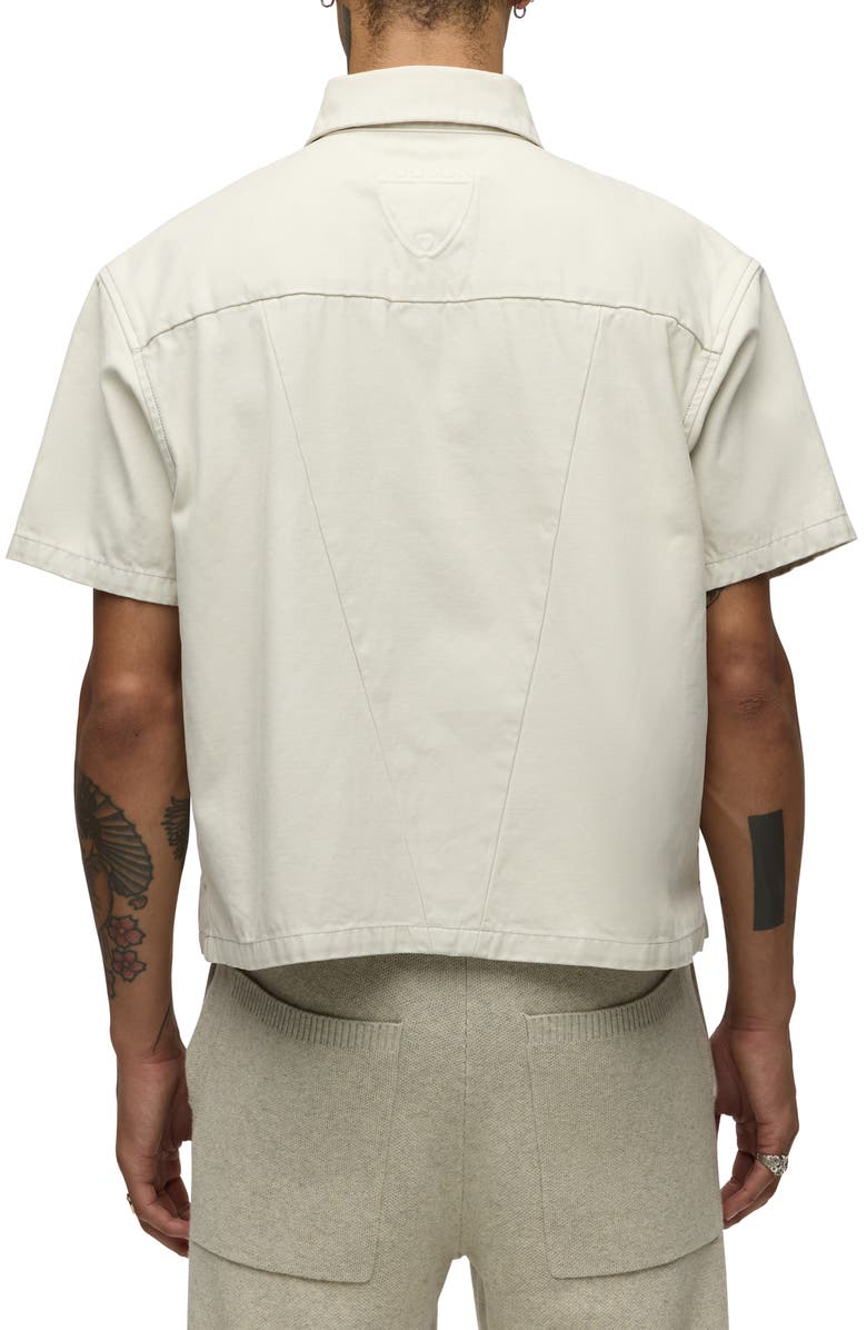Hudson Jeans x Brandon Williams BKW Short Sleeve Cotton Moleskin Button-Up Shirt, Alternate, color, 