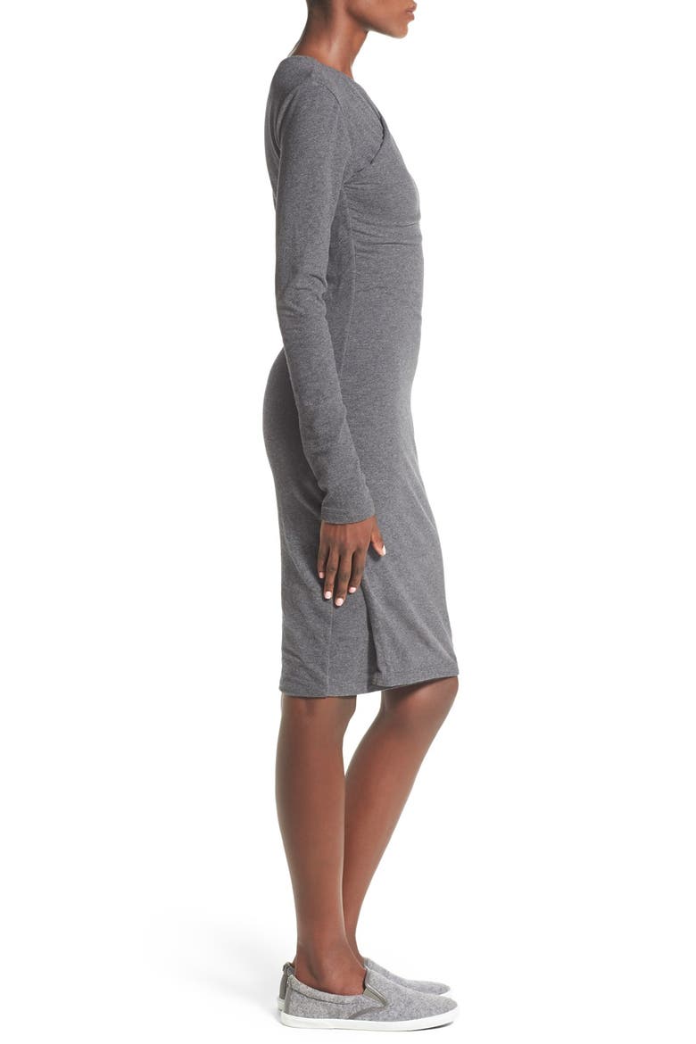 Melange Jersey Wrap Dress, Alternate, color, HEATHER CHARCOAL