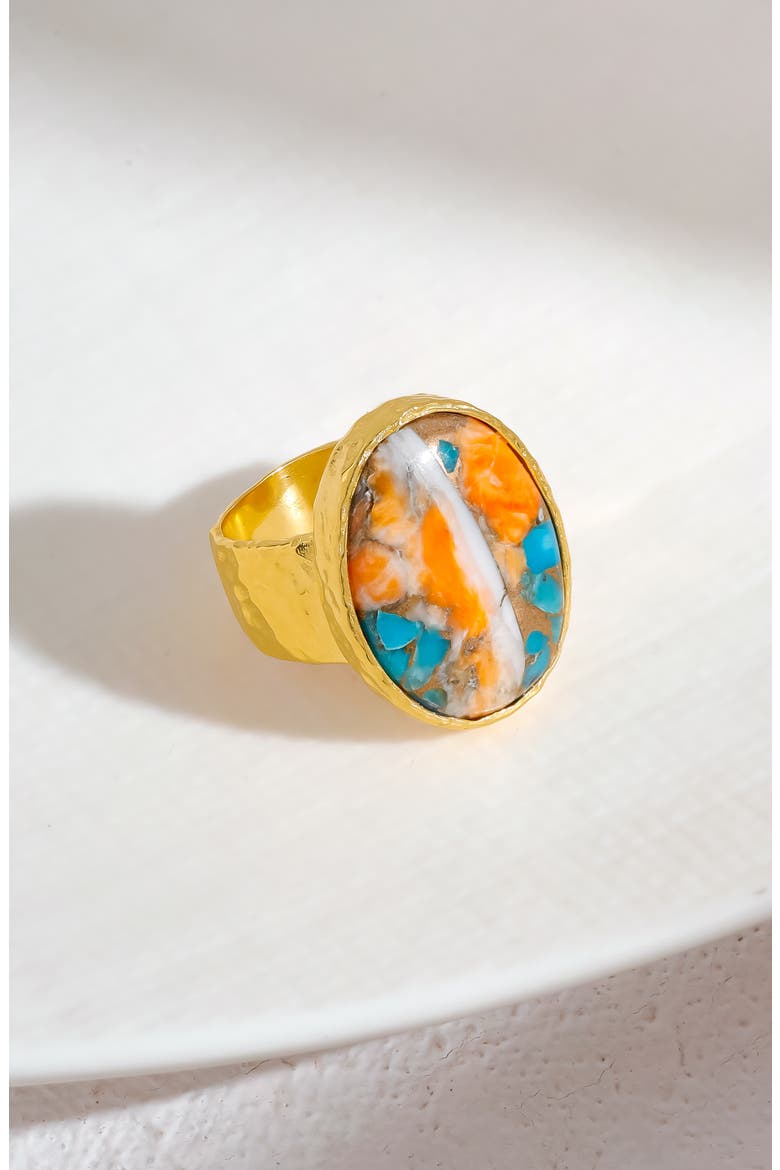 Oyster Turquoise Ring, Alternate, color, ORANGE