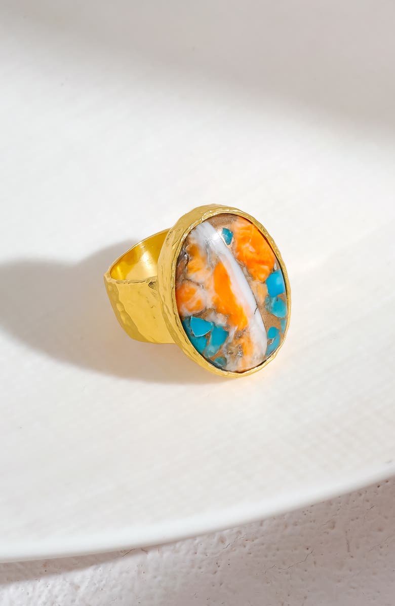 YS GEMS Oyster Turquoise Ring, Alternate, color, Orange