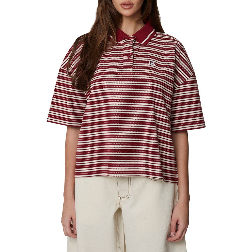Good For Nothing Short Sleeve Striped Polo In Burgundy
