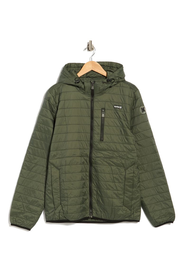 Balsami Quilted Nylon Hooded Jacket, Main, color, OLD GROWTH GREEN