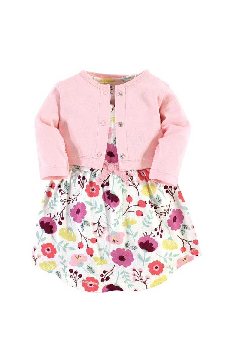 Touched by Nature Organic Cotton Dress and Cardigan, Main, color, Botanical