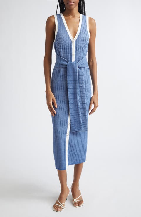 Bex Tie Front Sleeveless Mid Dress
