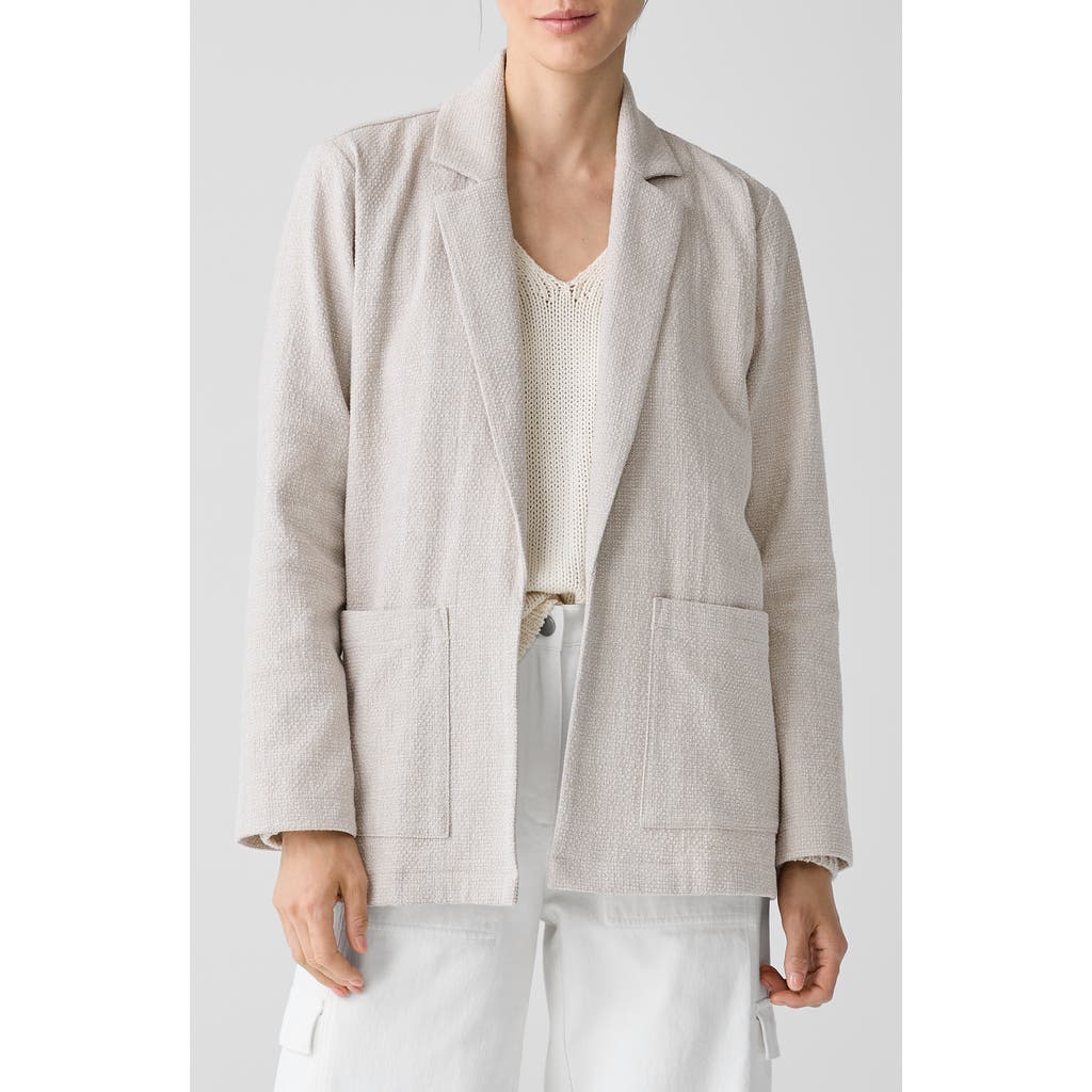 Eileen Fisher Stretch Organic Cotton Longline Blazer In Gray