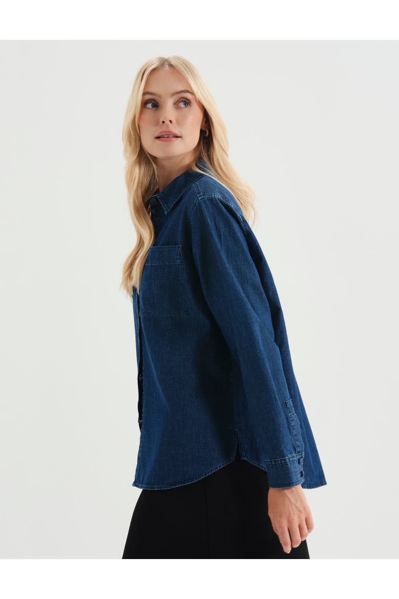 Francesca Denim Button Through Shirt, Alternate, color, Mid Wash