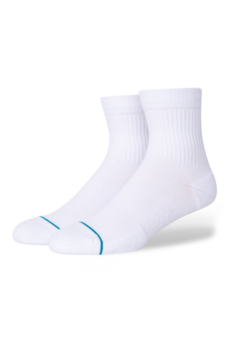 Icon Quarter Crew Socks, Main, color, WHITE