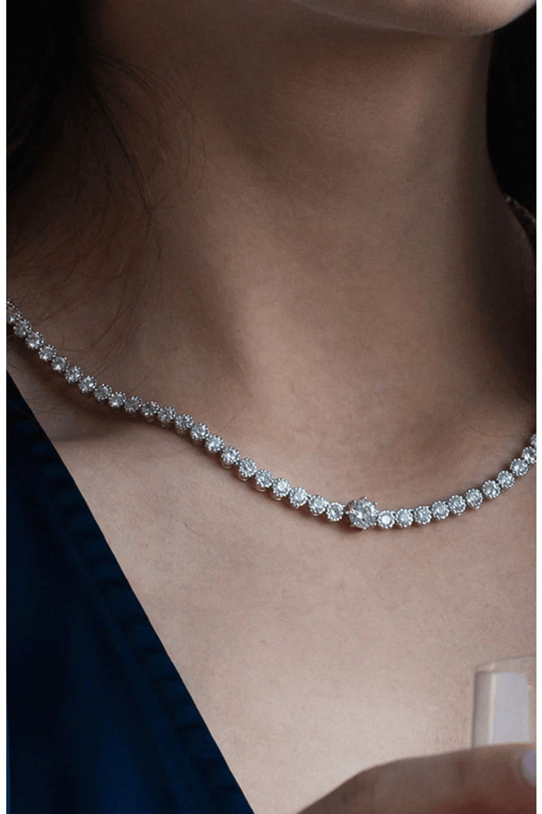 Celeste Tennis Necklace & Earring Set Dainty Trendy Gift, Alternate, color, Silver