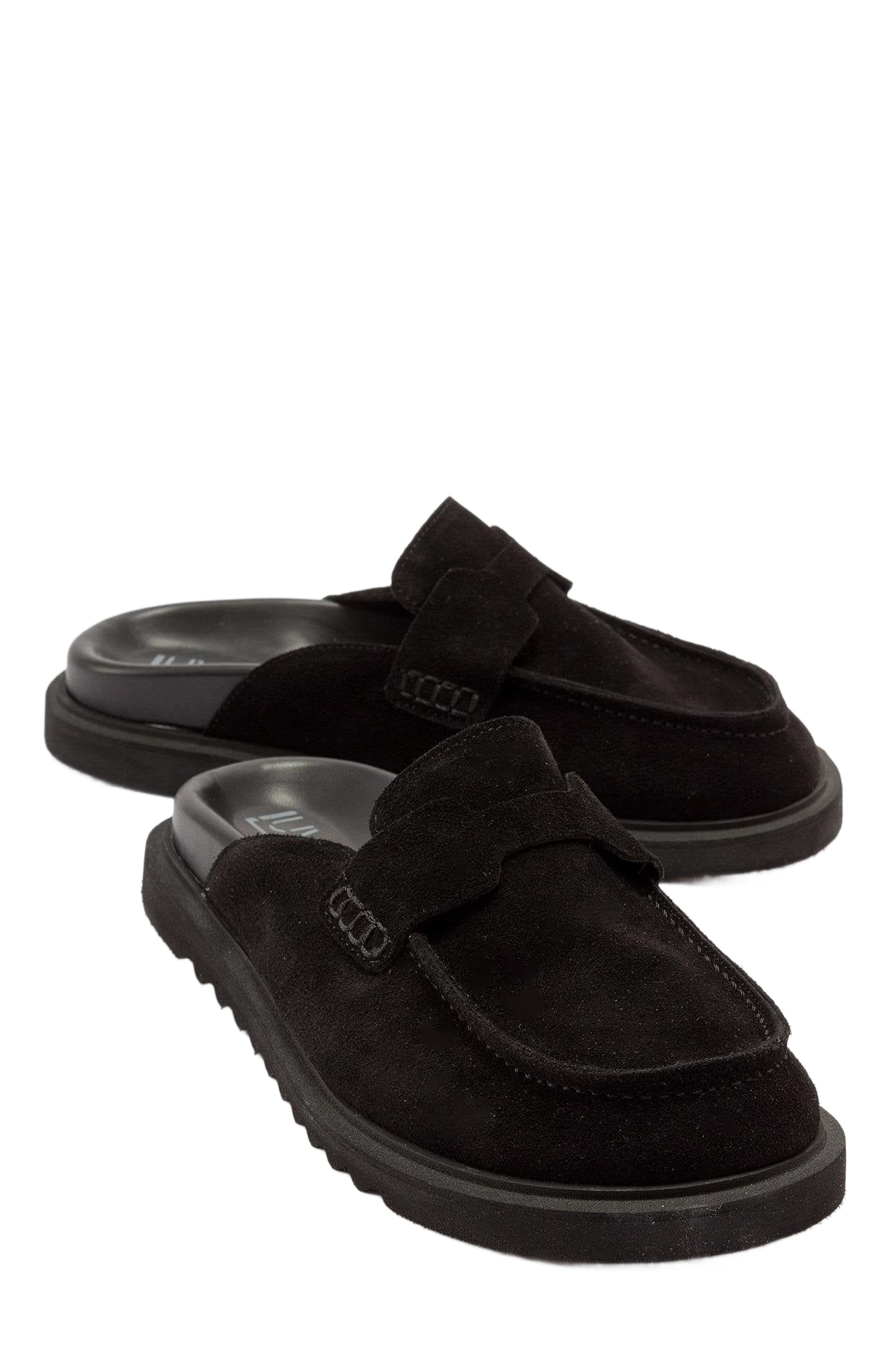 Forever 
Always Shoes Laven Suede Leather Clogs, Alternate, color, Black Suede Leather