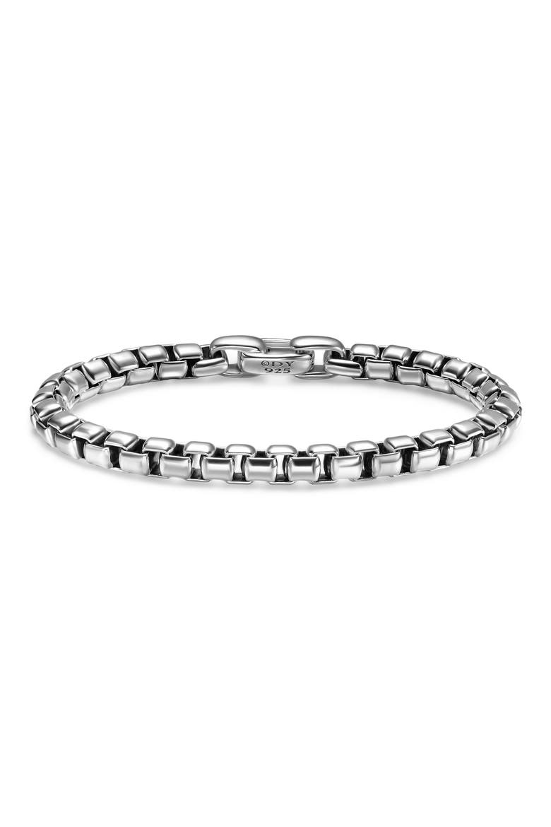 Men's Box Chain Bracelet in Sterling Silver, 7.3mm, Main, color, STERLING SILVER