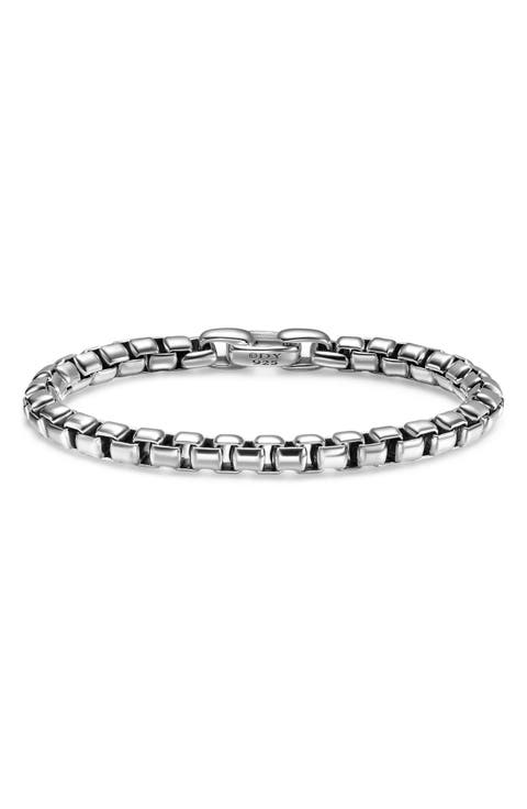 Men's Box Chain Bracelet in Sterling Silver, 7.3mm