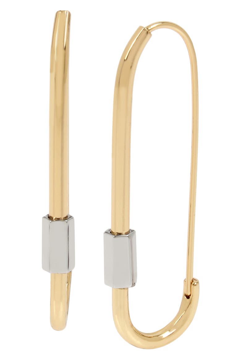 Caribiner Hoop Earrings, Main, color, GOLD/ SILVER