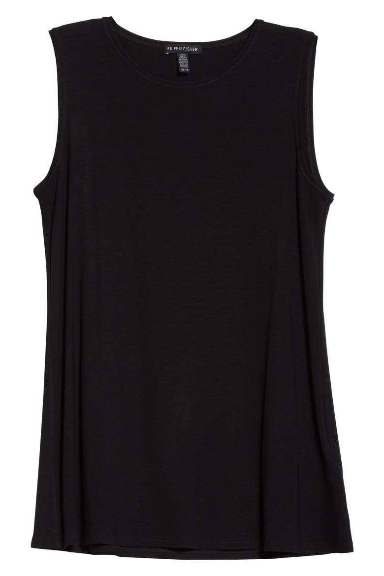 Crewneck Long Tank Top, Alternate, color, BLACK