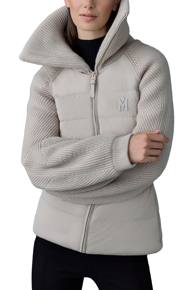 Foxy Mixed Media Quilted Down Jacket, Alternate, color, TRENCH