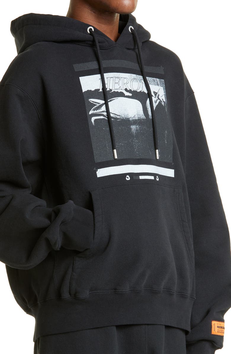 Heron Preston Misprinted Heron Cotton Graphic Hoodie, Alternate, color, 