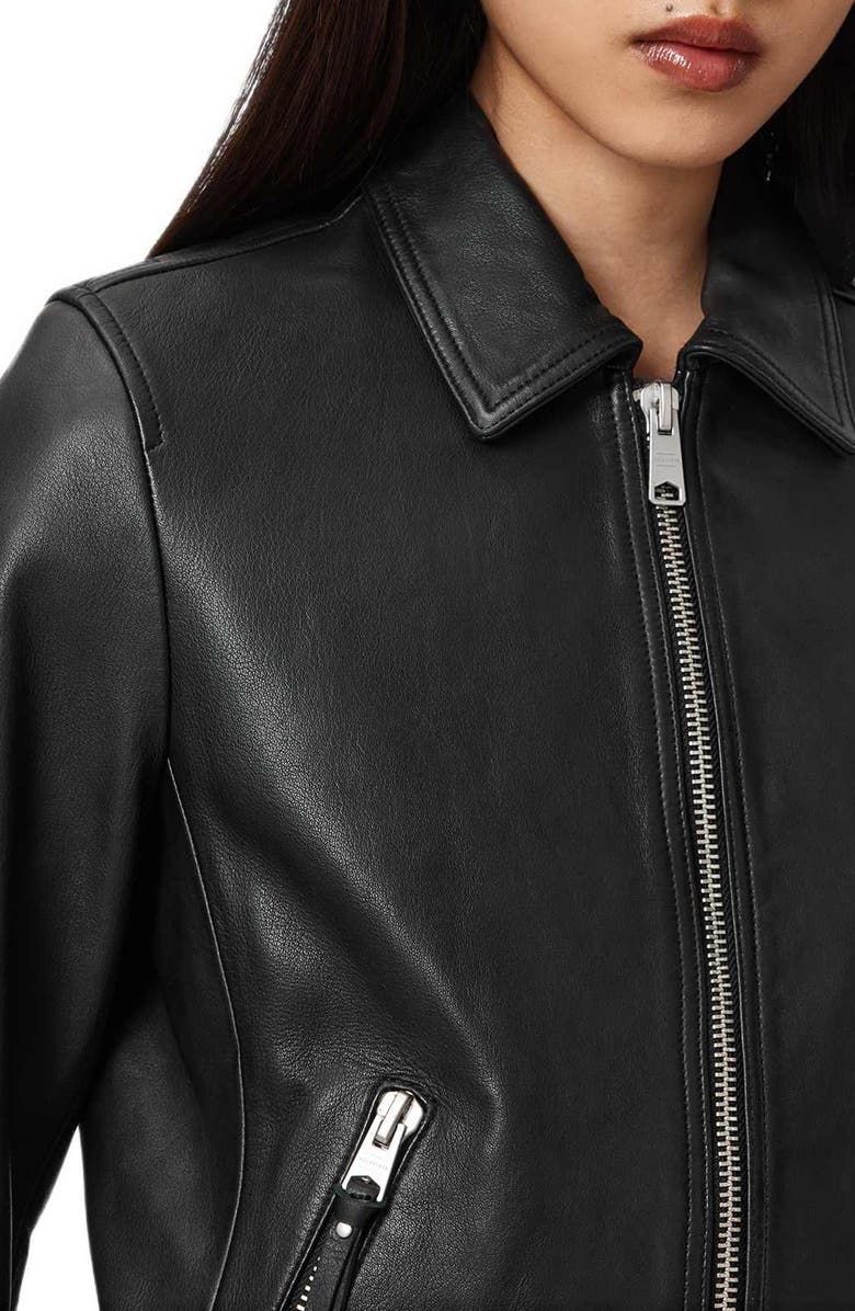 AllSaints Danbury Leather Moto Jacket, Alternate, color, Black