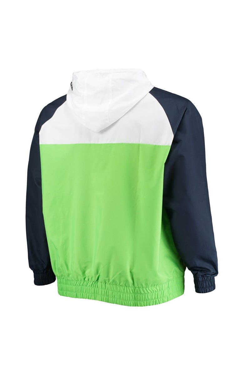 New Era Men's New Era Neon Green/College Navy Seattle Seahawks Big & Tall League Raglan Quarter-Zip Hoodie, Alternate, color, Neon Green