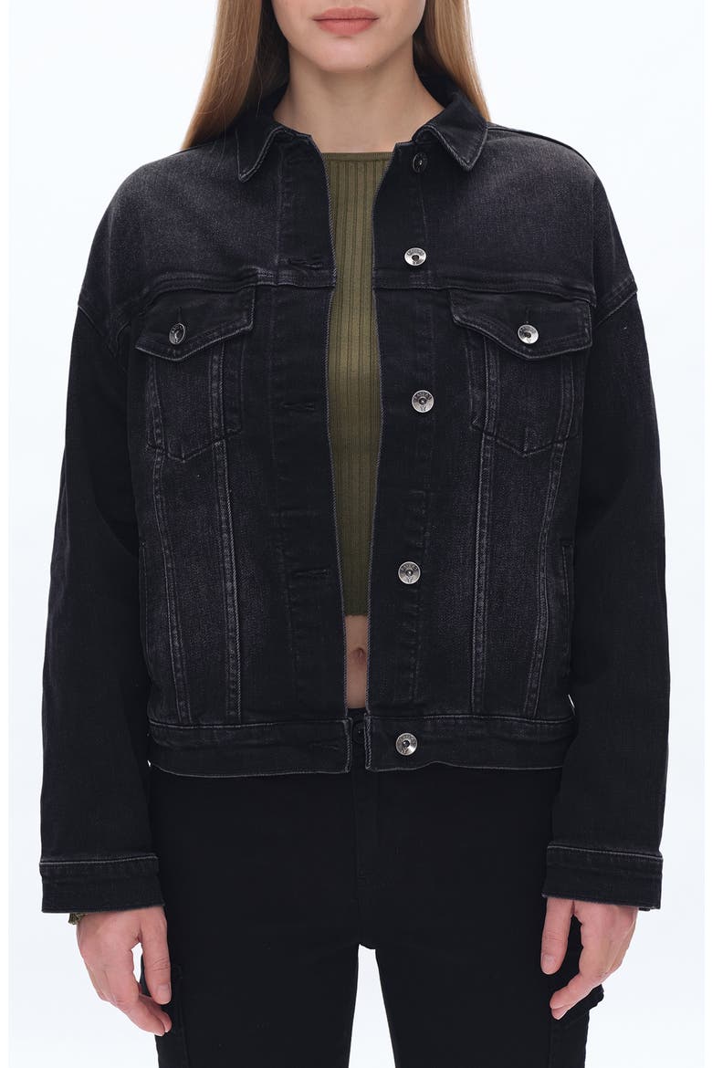 Oversize Denim Jacket, Main, color, BLACK