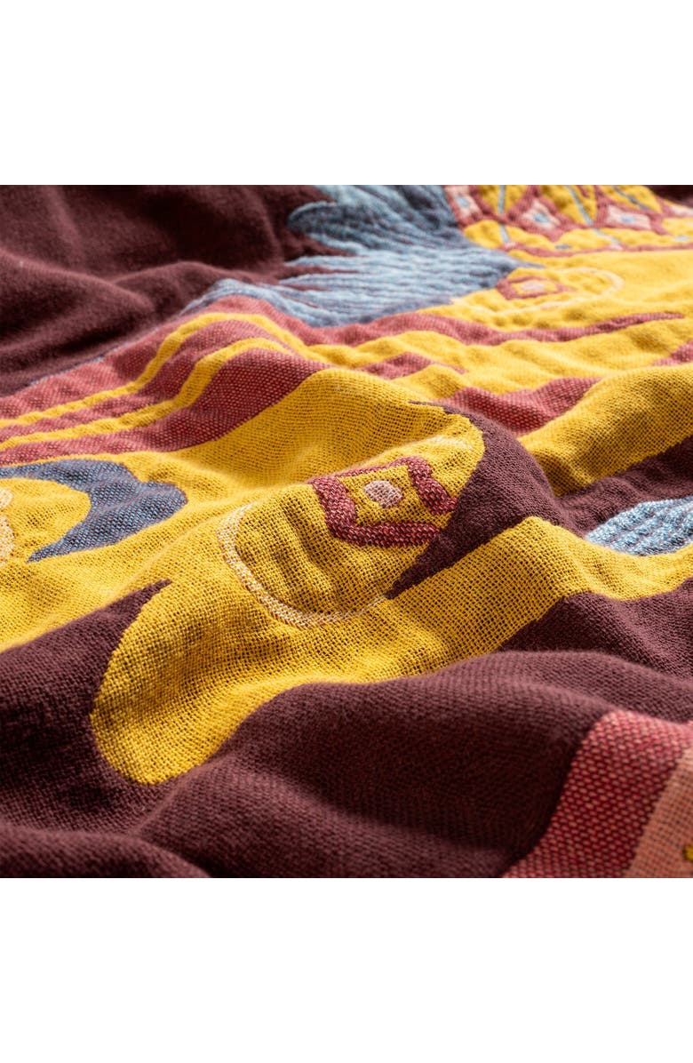 Zsa Zsa Zsu Novelas Fringed Jacquard 100% Cotton Throw 54X71 In, Alternate, color, Burgundy