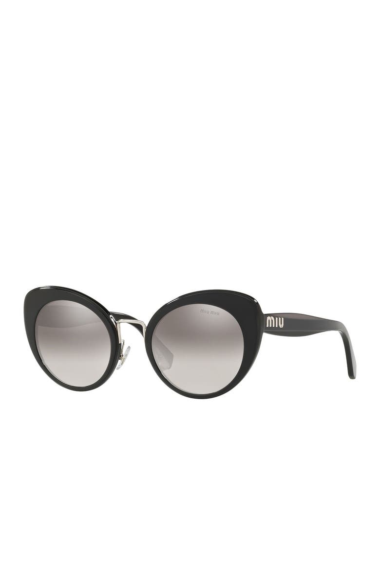 Miu Miu 53mm Cat Eye Sunglasses, Alternate, color, Black Gradient Mirror