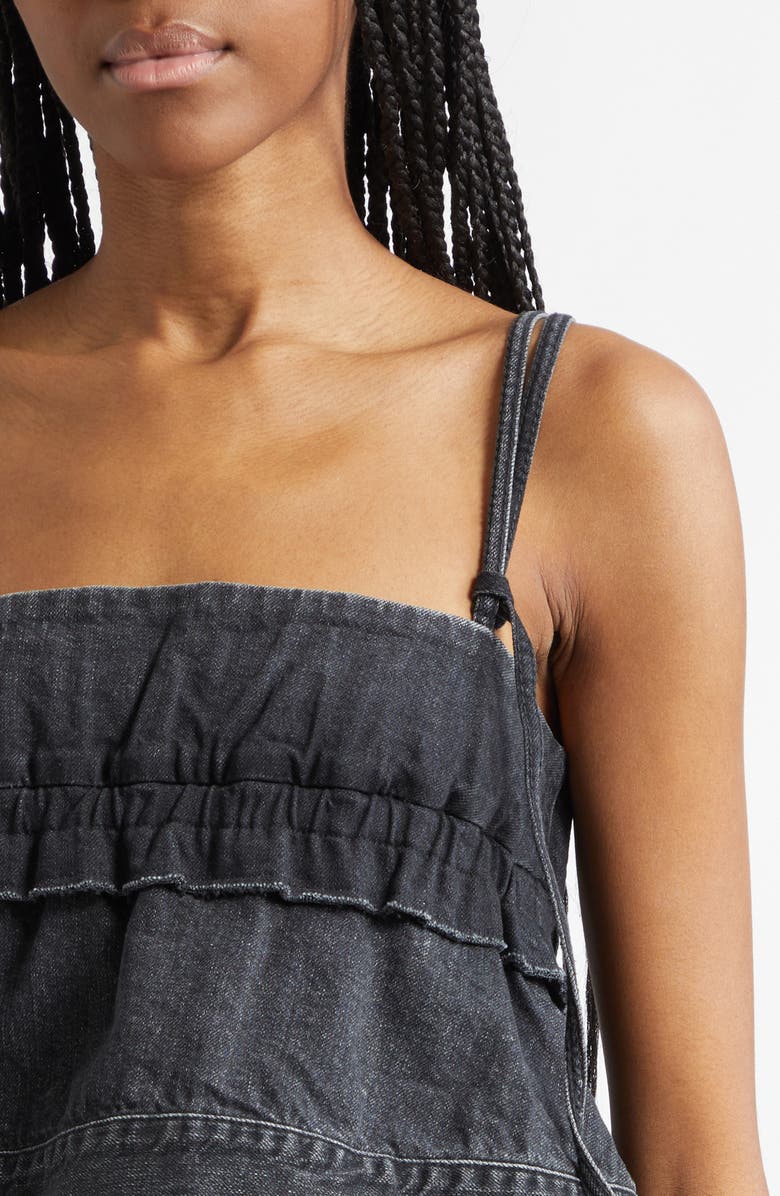 Sacai Crop Denim Camisole, Alternate, color, Black