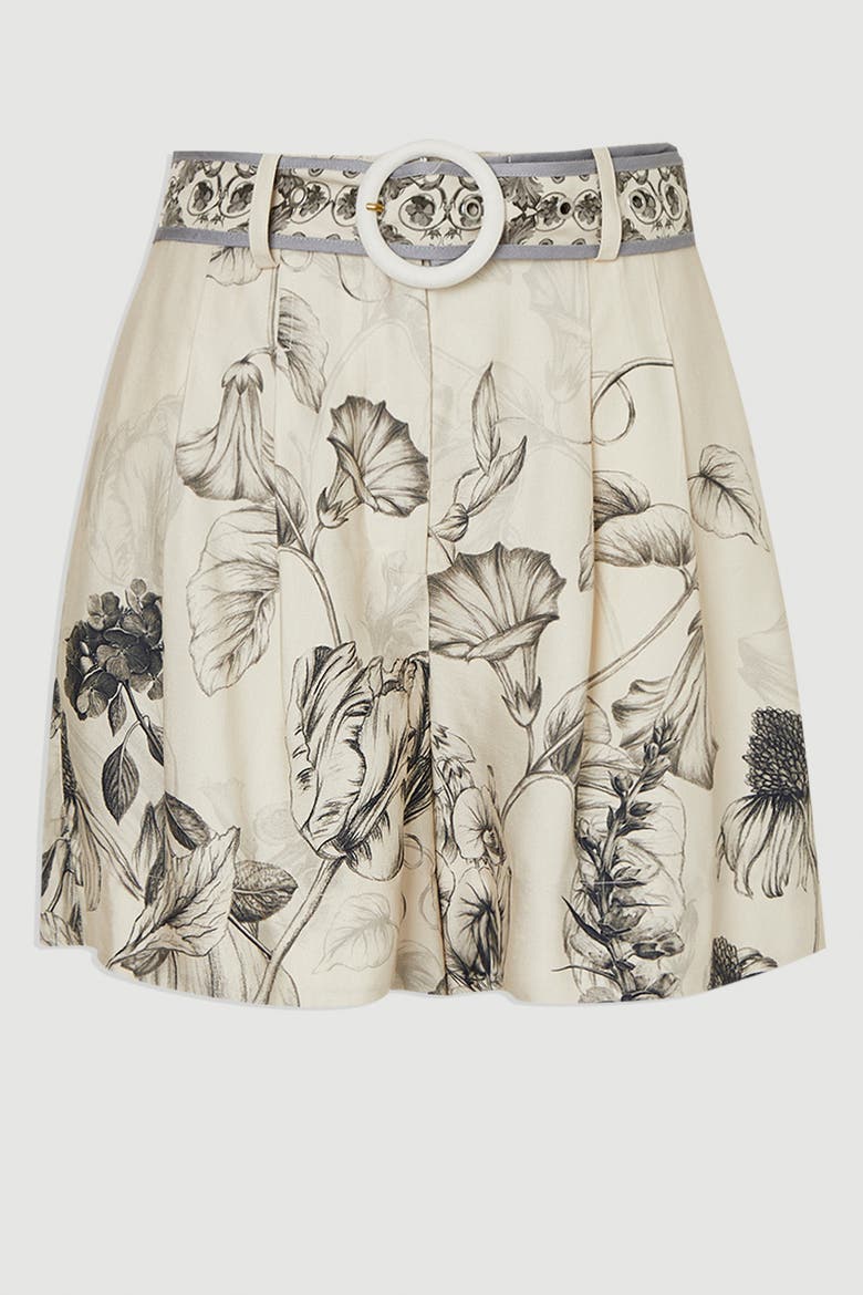 Placed Print Belted Short, Alternate, color, Mono