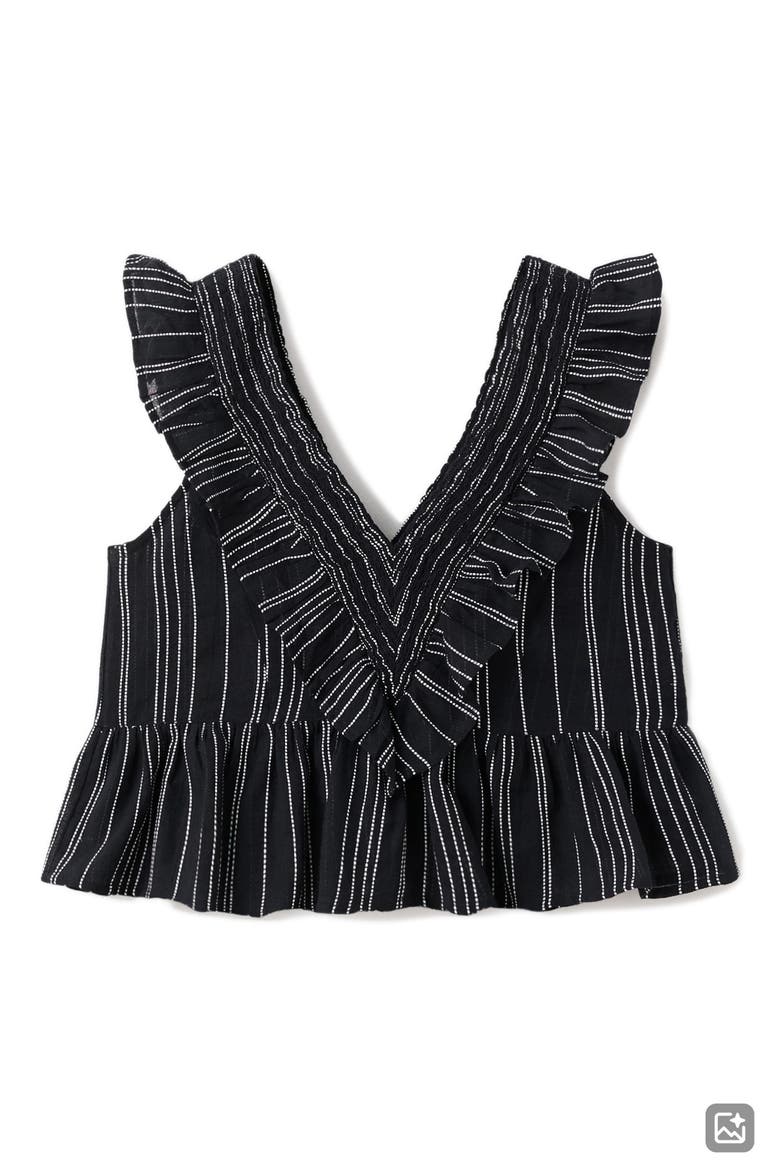 Embroidered Ruffle Trim Peplum Top, Alternate, color, BLACK
