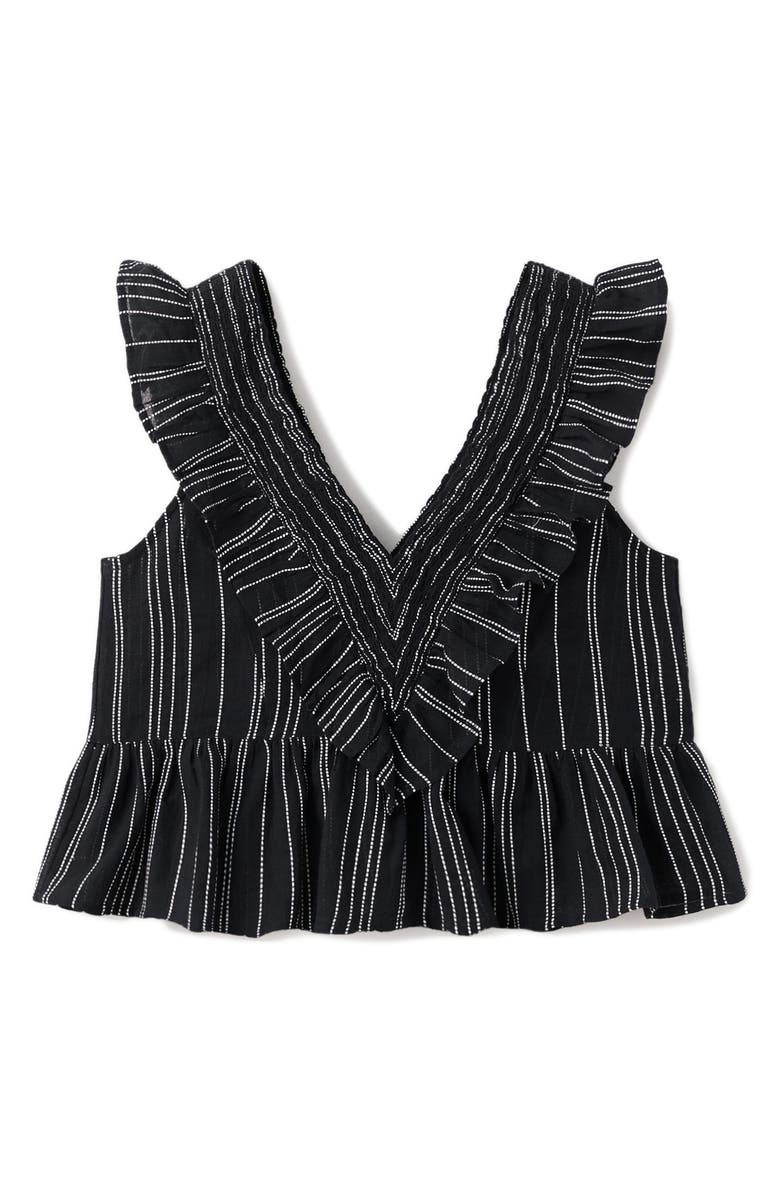 MANGO TEEN Embroidered Ruffle Trim Peplum Top, Alternate, color, Black