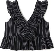 MANGO TEEN Embroidered Ruffle Trim Peplum Top