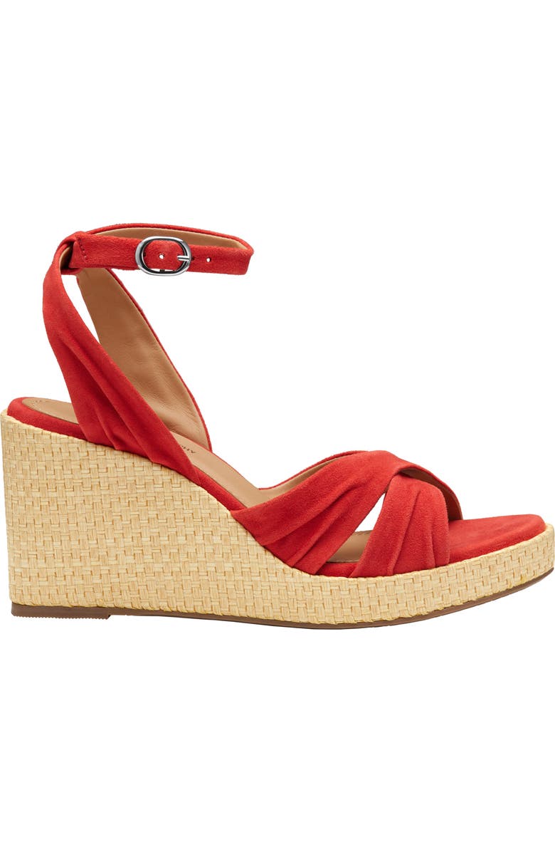 Johnston & Murphy Marcia Platform Wedge Sandal, Alternate, color, Red Kid Suede