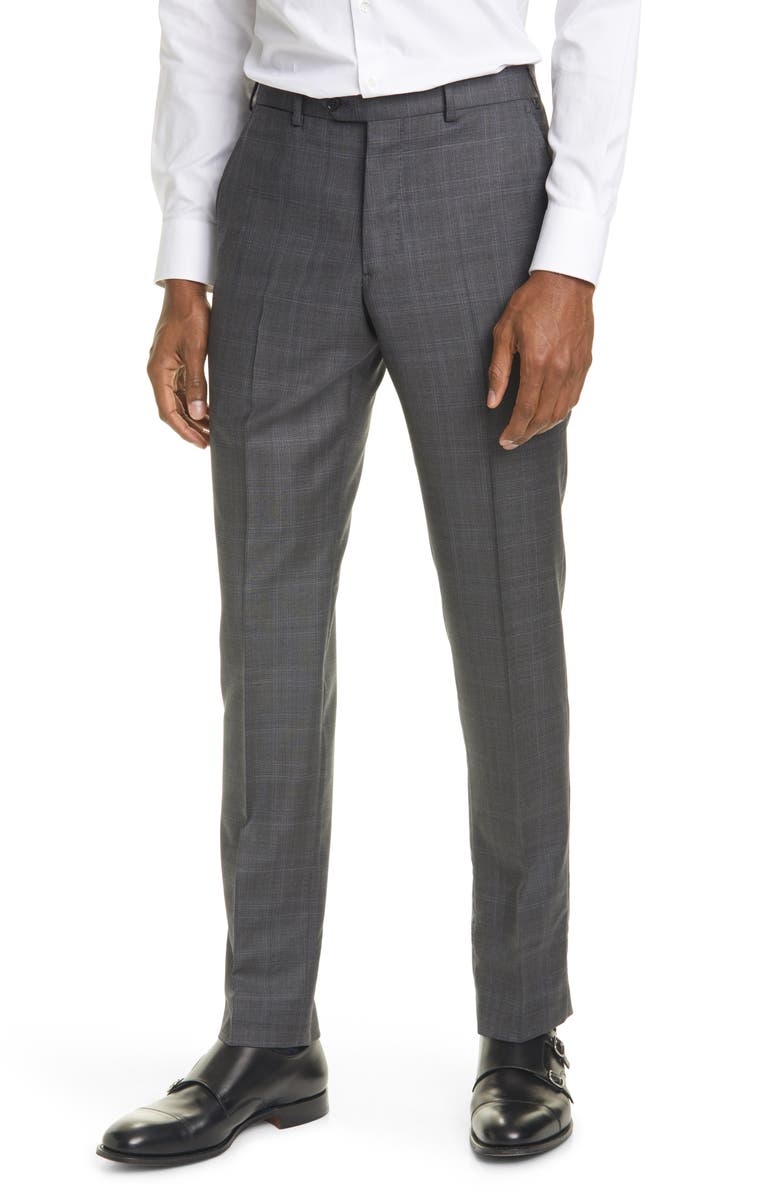 Emporio Armani G Line Trim Fit Plaid Wool Suit, Alternate, color,