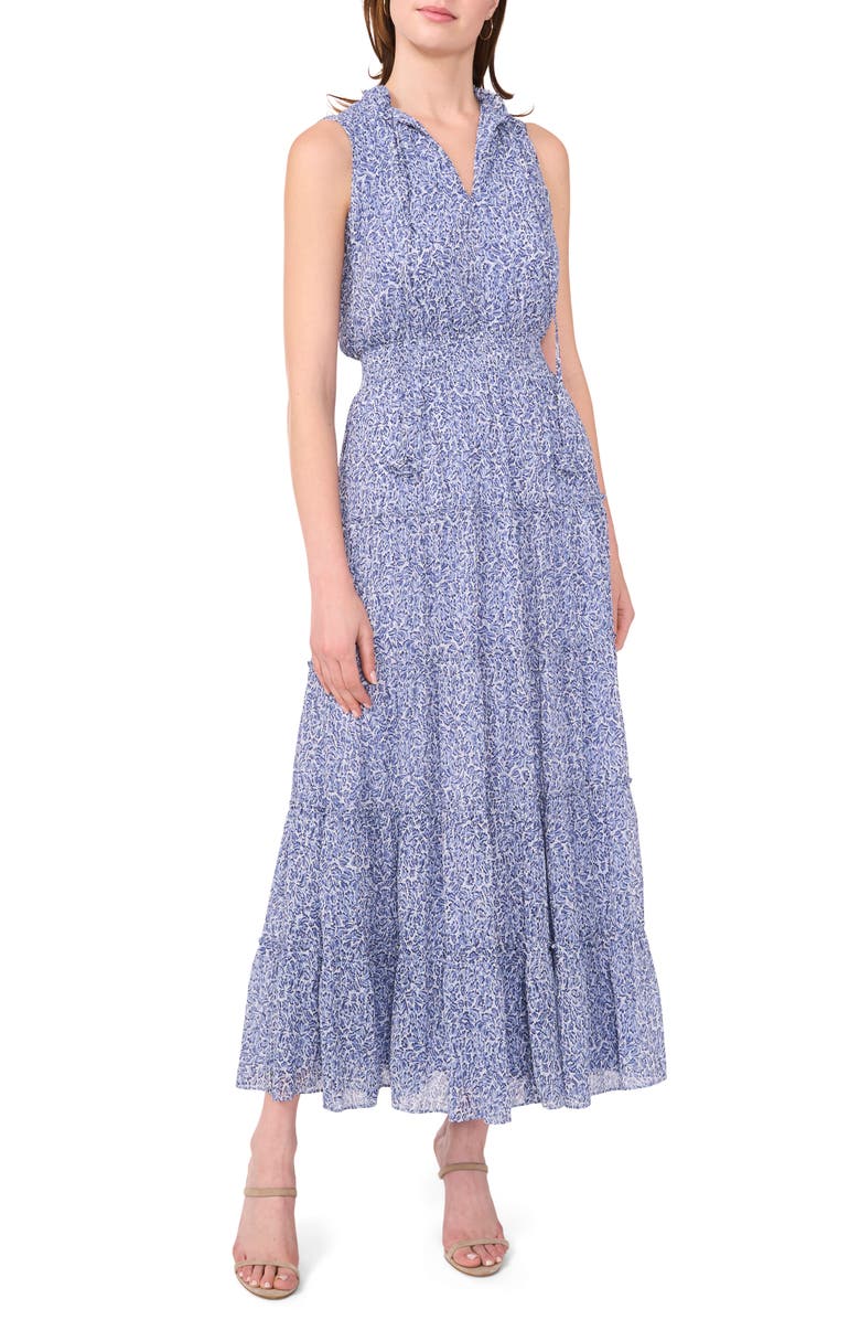 Halogen<sup>®</sup> Tie Neck Sleeveless Tiered Maxi Dress, Main, color,