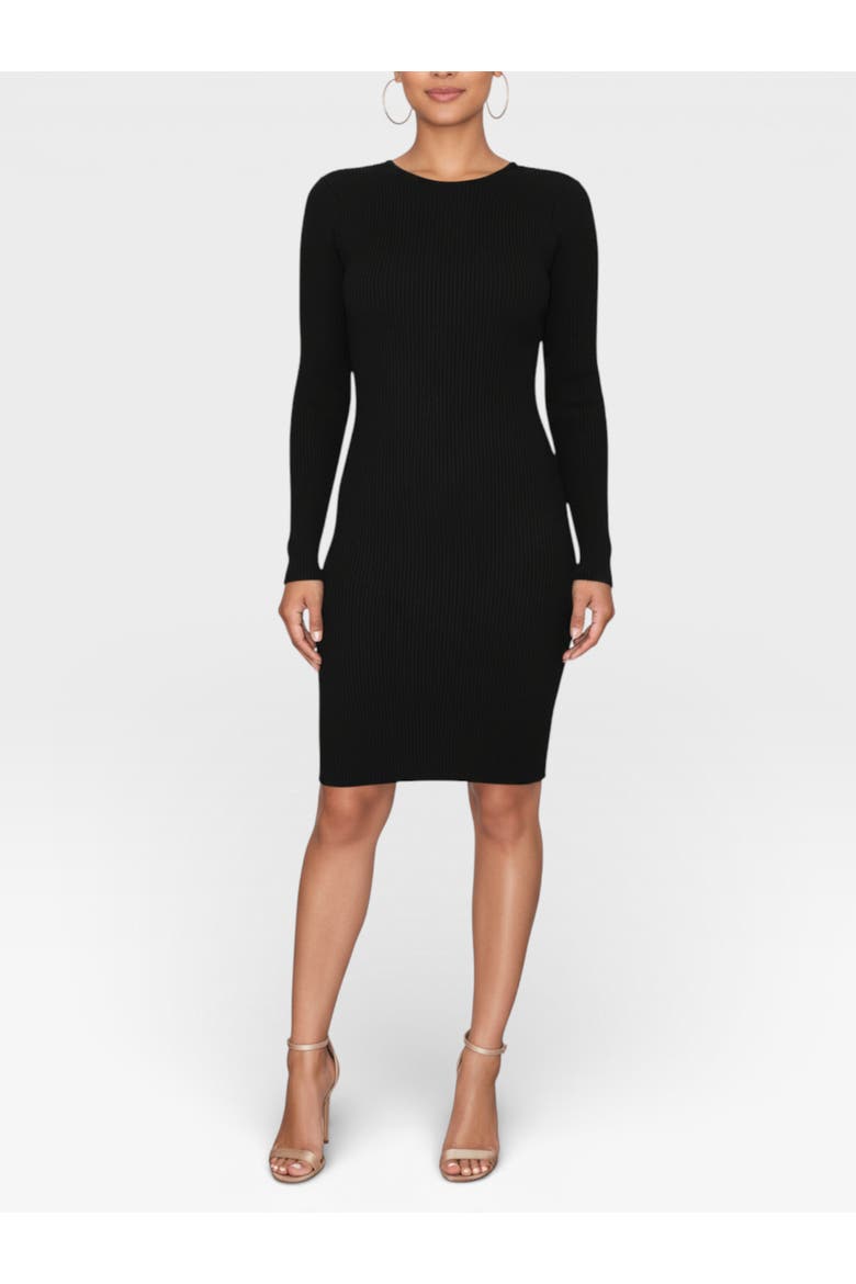 Katerina Crew Neck Sweater Mini Dress, Main, color, Black