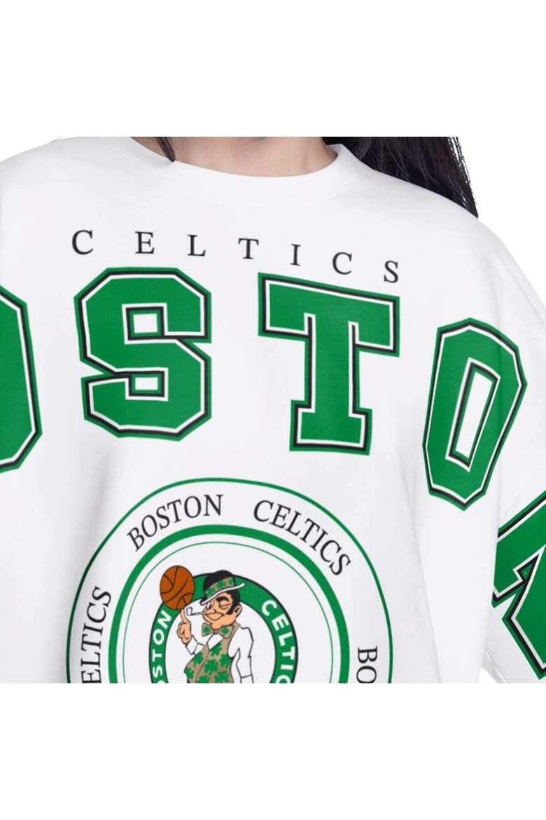 Women's G-III 4Her by Carl Banks  White Boston Celtics Bleachers Cropped French Terry Sweatshirt, Alternate, color, White