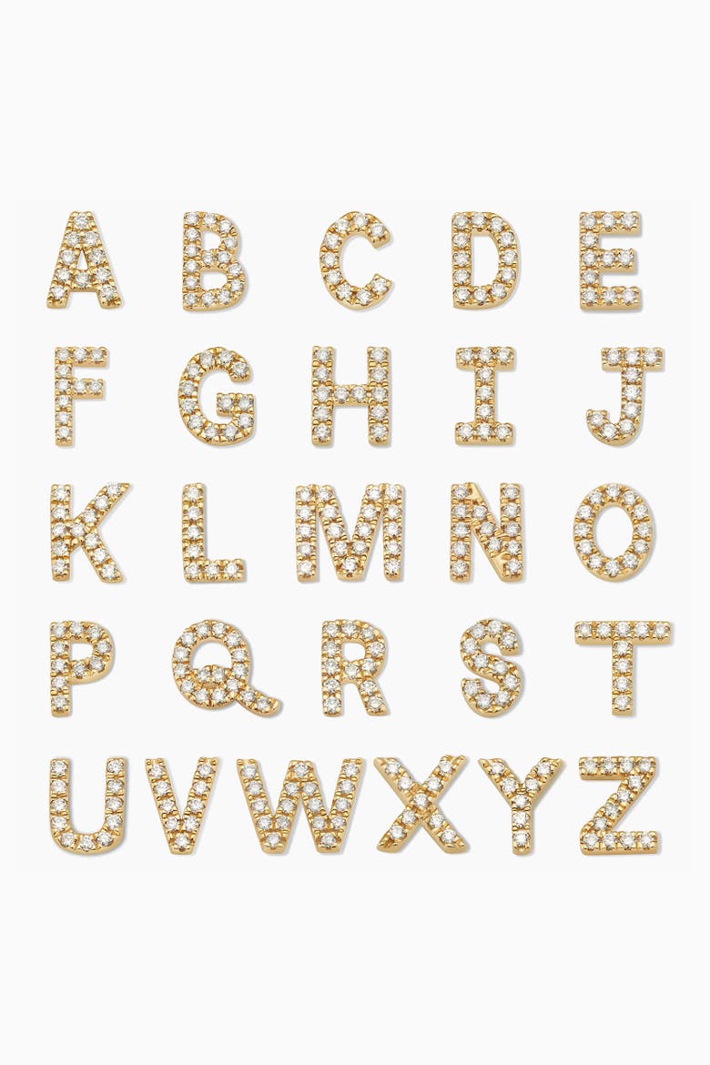 14K Gold Luxe Letter Diamond Initial Single Stud, Alternate, color, Yellow Gold - Q