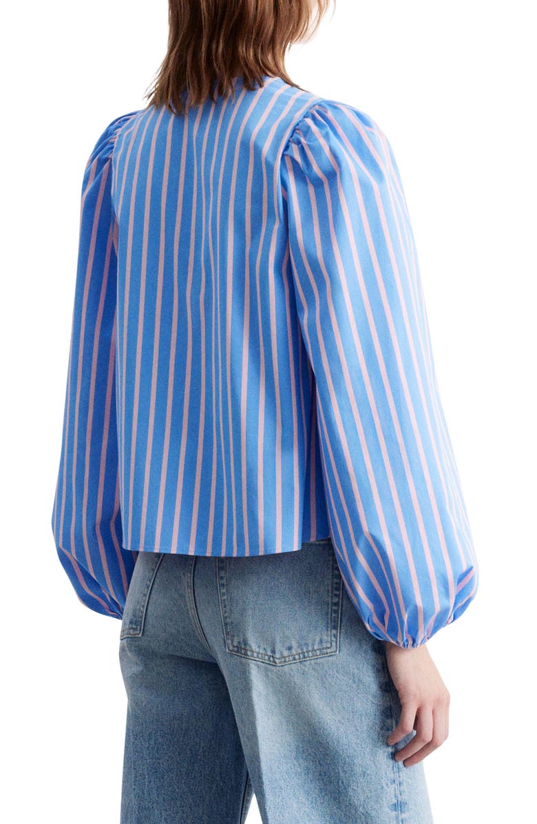 & Other Stories Ve Ariba Stripe Tie Front Top, Alternate, color, Blue Medium