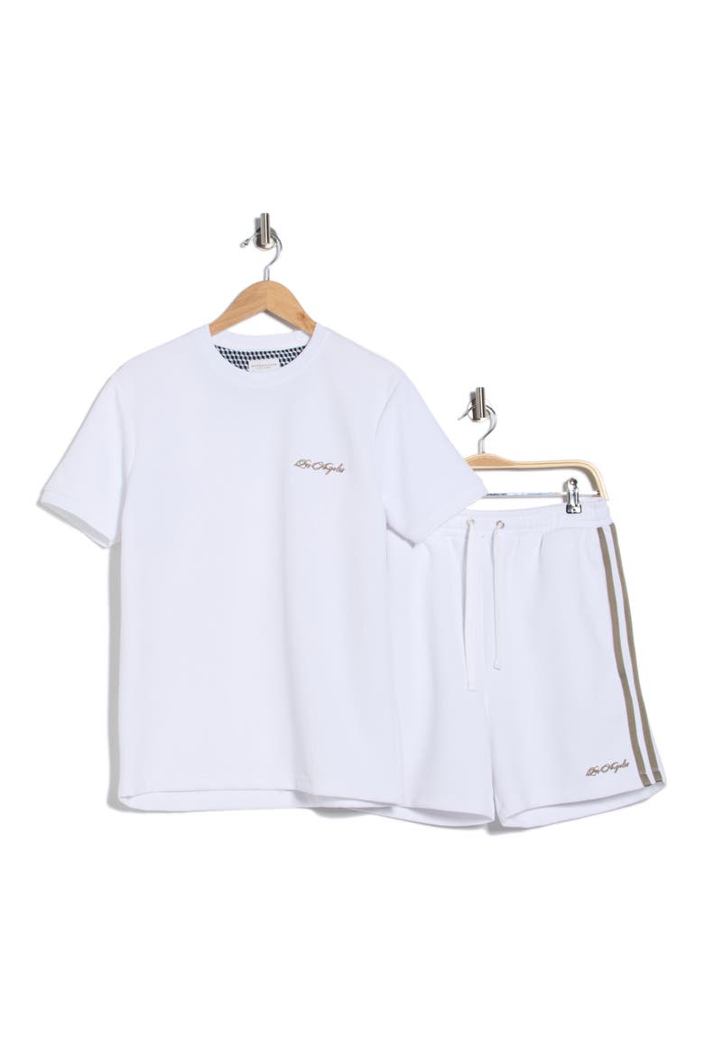 Embroidered T-Shirt & Drawstring Shorts Set, Alternate, color, WHITE